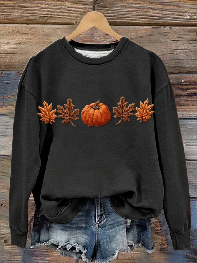 Women's Halloween Pumpkin Print Sweatshirt
