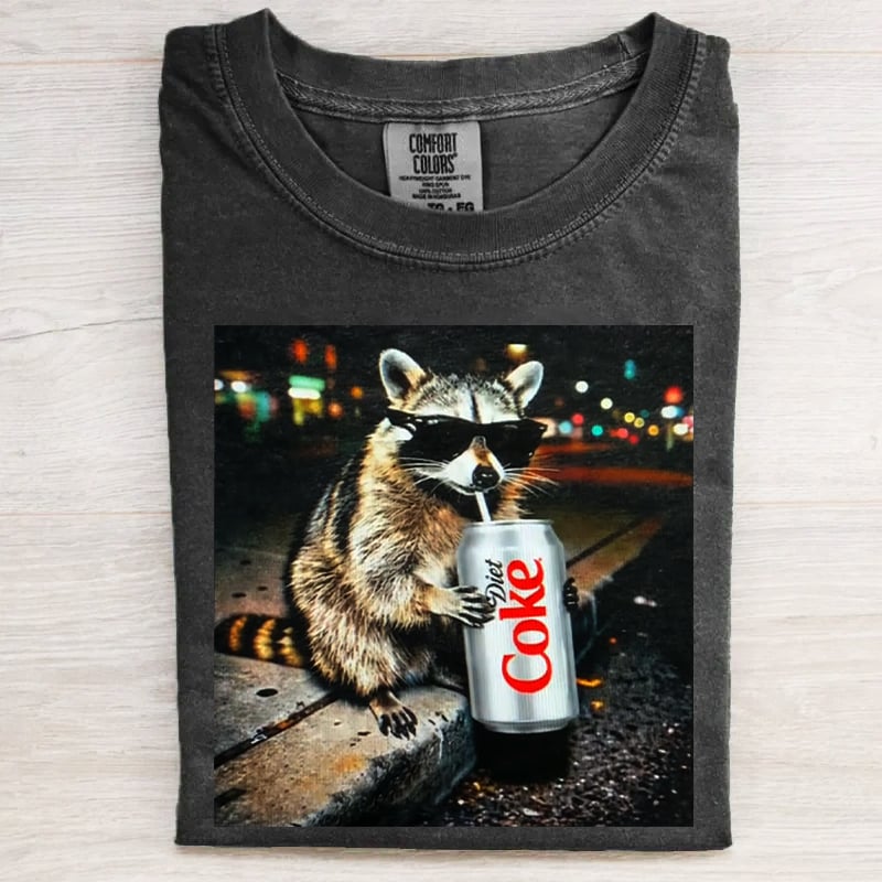 Unisex Humorous Printed Crew Neck Retro Washed Short-Sleeve T-Shirt