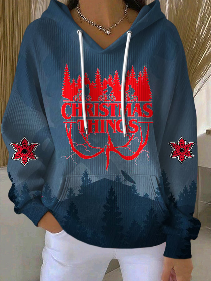 Women's  Casual Printed Hooded Sweatshirt