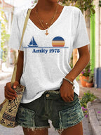 Women's Amity Island 1975 Print T-Shirt