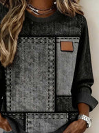 Women'S Casual Round Neck Printed Pullover Sweatshirt