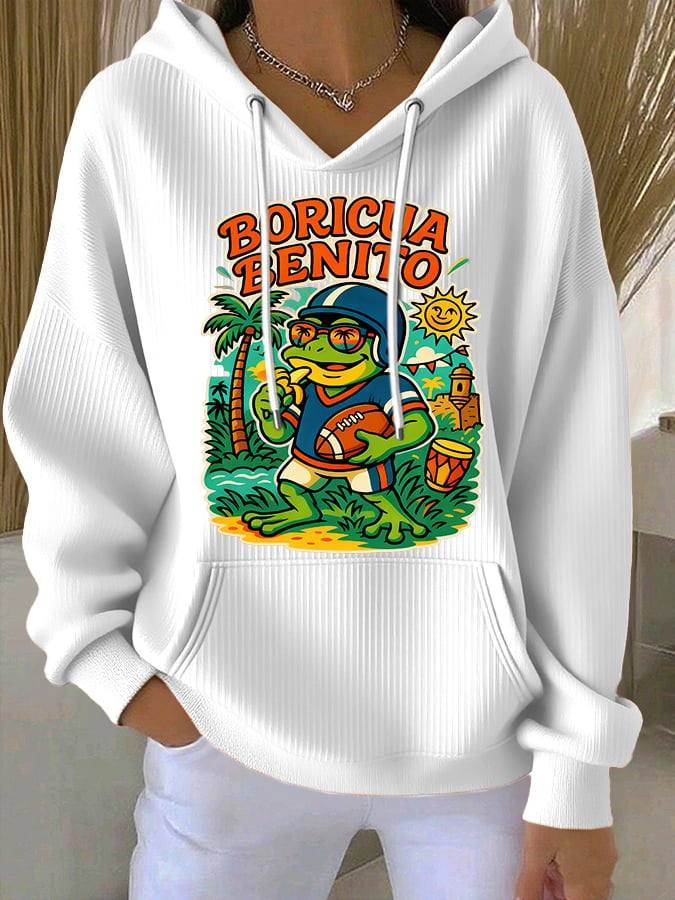 Women's  Singer Casual Printed Hooded Sweatshirt