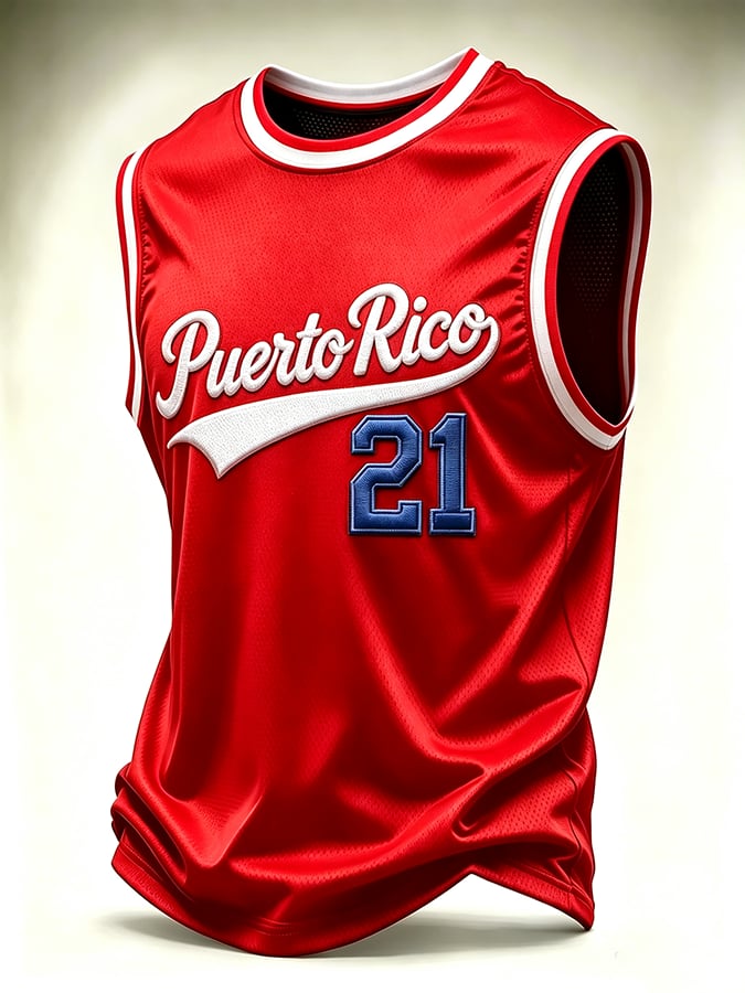 Men's Puerto Rico Baseball Print Tank Top