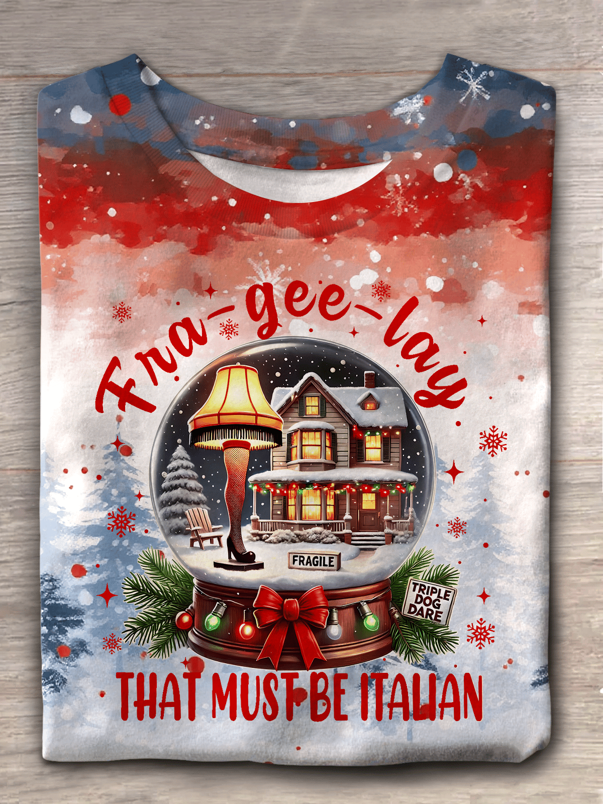 Merry Christmas Printed Round Neck T-Shirt