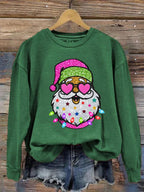 Women's Shiny Santa Print Sweatshirt