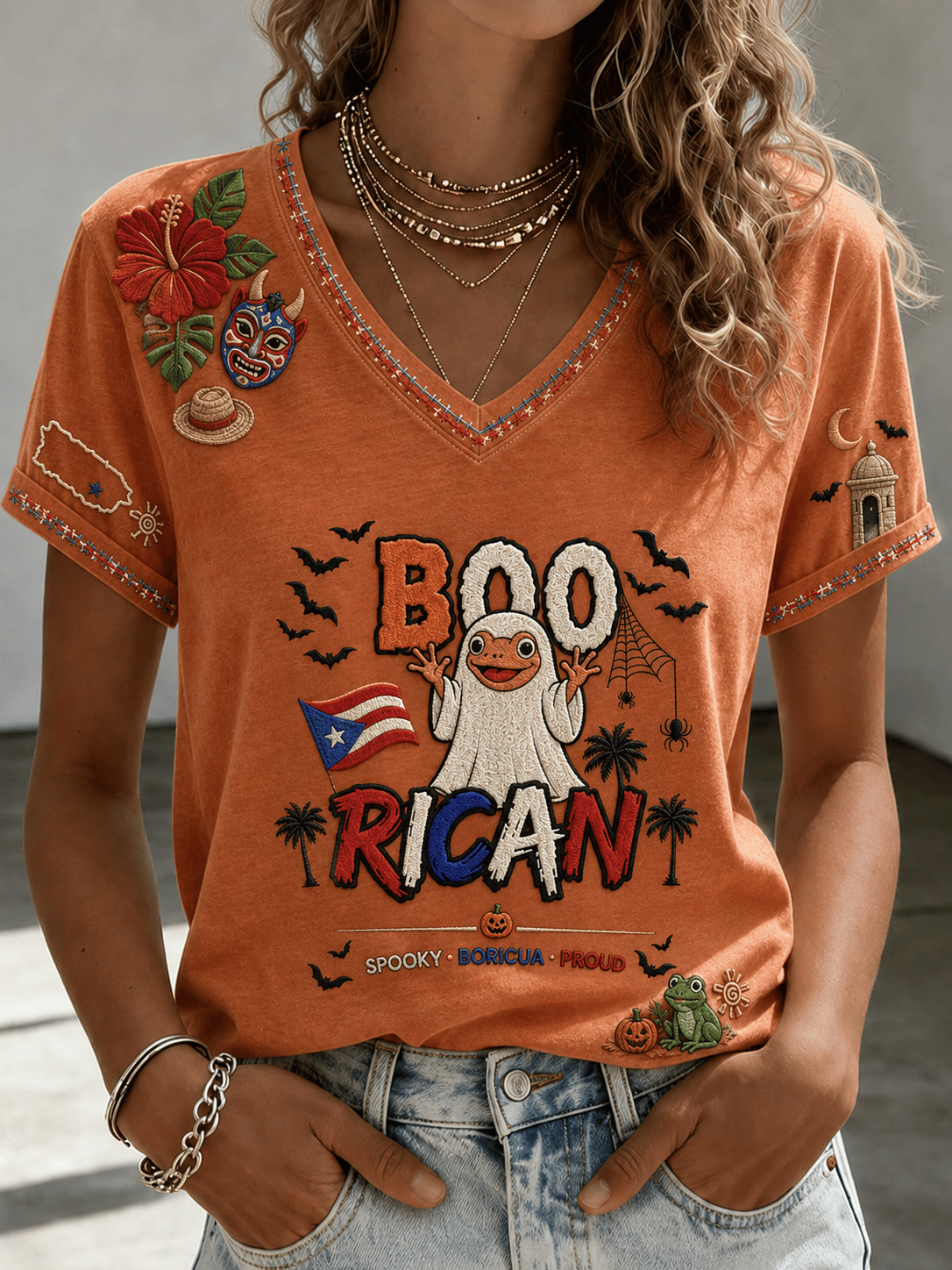 Women's Puerto Rico Halloween Graphic T-shirt