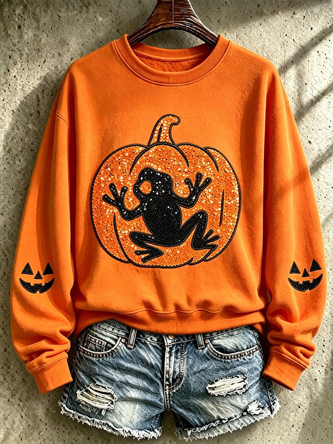 Women's Puerto Rico Halloween Printed Long-Sleeve Sweatshirt