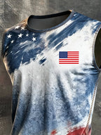 Men's Retro Independence Day Patriot Crew Neck Tank Top