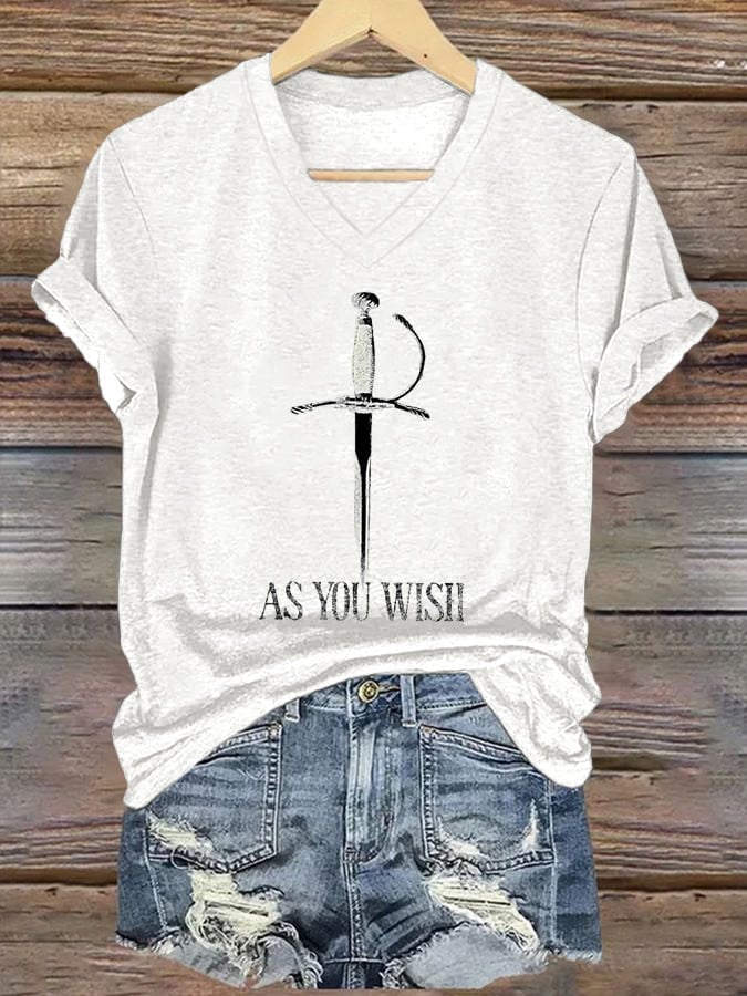 Women's As You Wish Print V Neck T-shirt