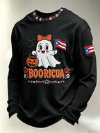 Men's Boricua Halloween Waffle-Knit Long-Sleeve Top
