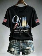 Women's  Retro  9.11 Never Forget Print T-shirt