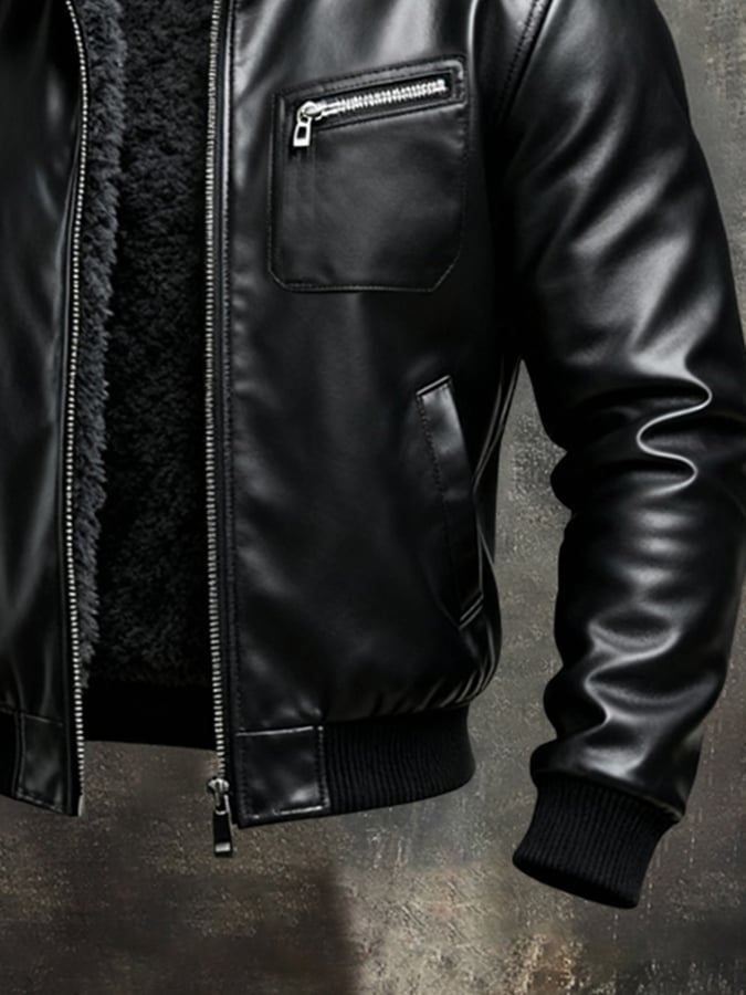 Men's Retro Warm Soft Leather Outdoor Jacket