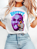 Women's singer crew neck printed short-sleeved T-shirt