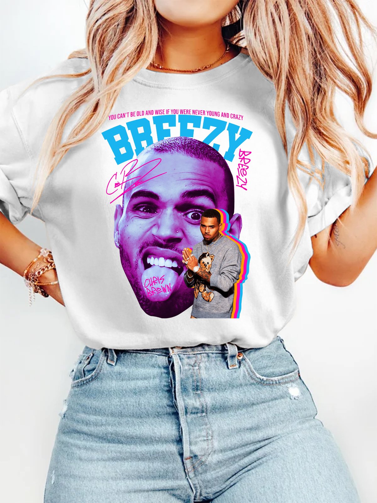 Women's singer crew neck printed short-sleeved T-shirt