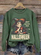 Women's Just Waiting For Halloween Print Casual Sweatshirt