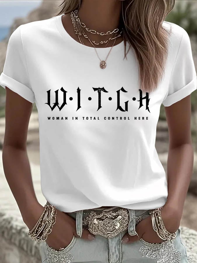 Woman In Total Control Here Printed T-Shirt