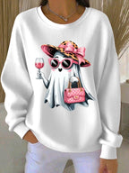 Women'S Cute Ghost Print Casual Sweatshirt