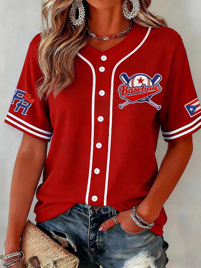 Women's  Baseball  Print Shirt