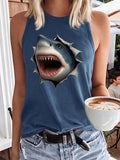 Women's Cute Great White Shark Print Tank Top