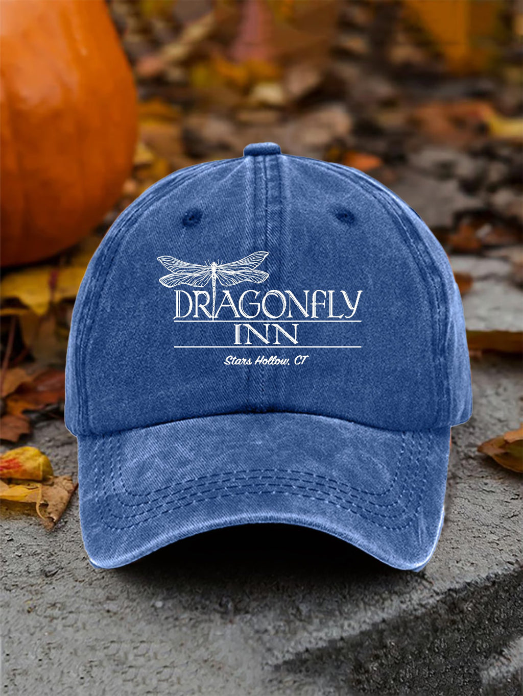 Retro Fall Dragonfly Inn Stars Hollow, Ct Print Baseball Cap