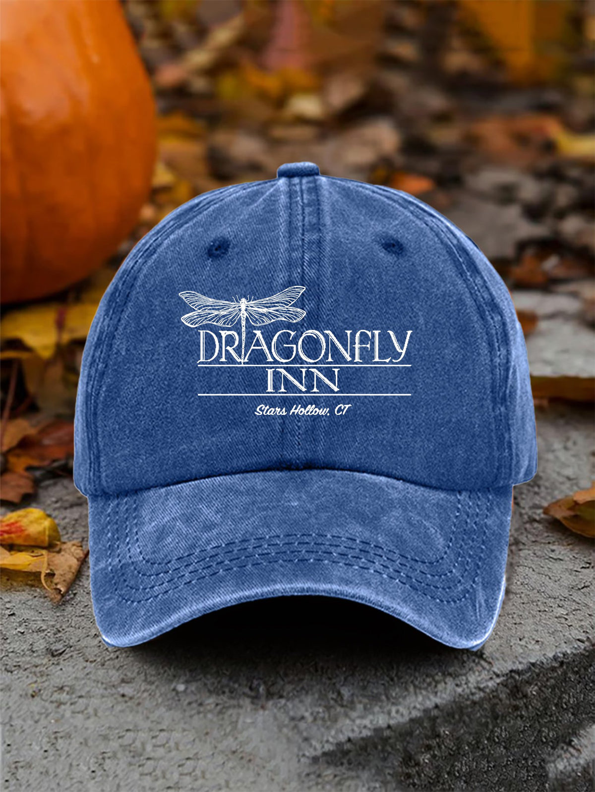Retro Fall Dragonfly Inn Stars Hollow, Ct Print Baseball Cap