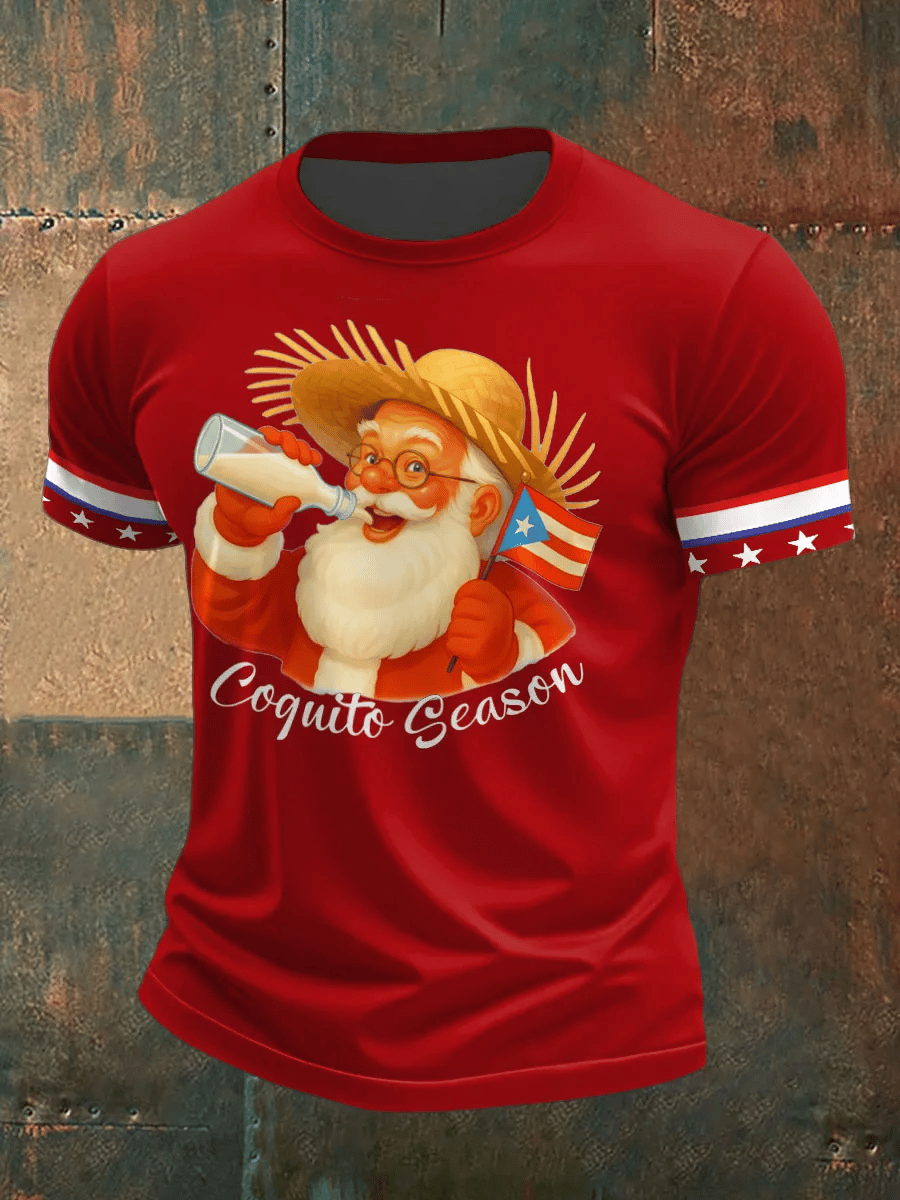 Men's Puerto Rico Christmas  Print T-shirt