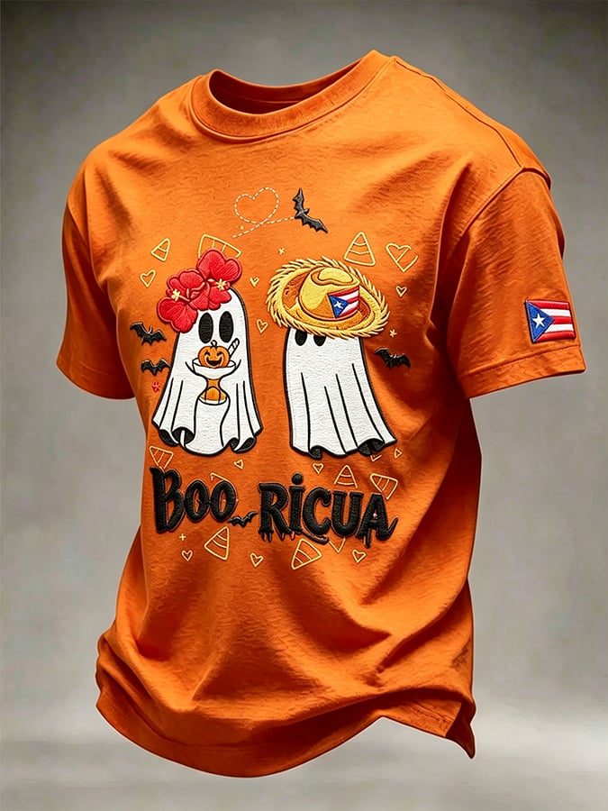 Men's Puerto Rico Halloween Printed Short-Sleeve T-Shirt