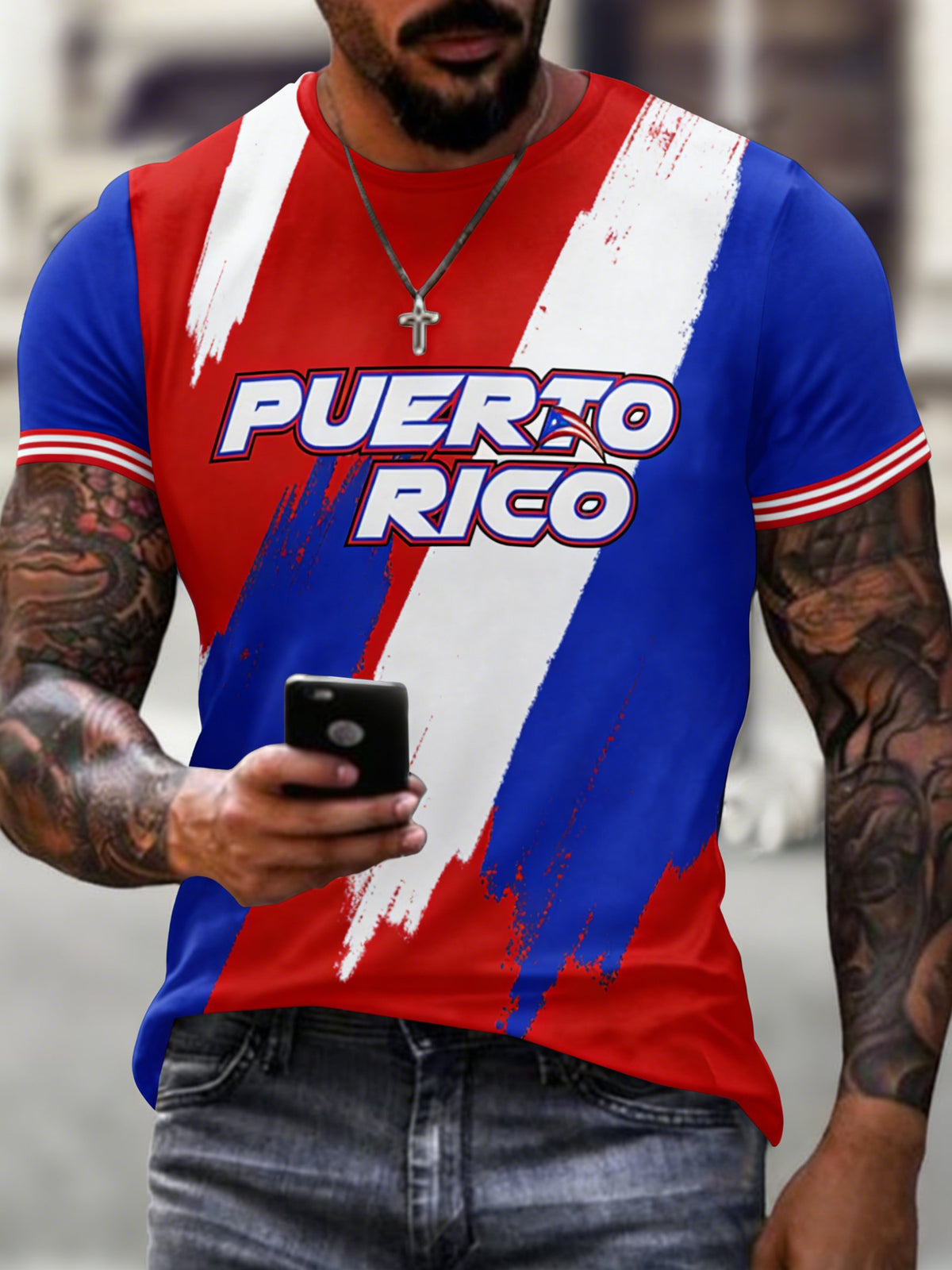 Men's Puerto Rico Baseball Print T-Shirt