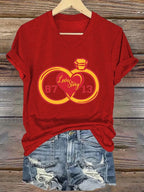 Women's Love Story print V-neck T-shirt