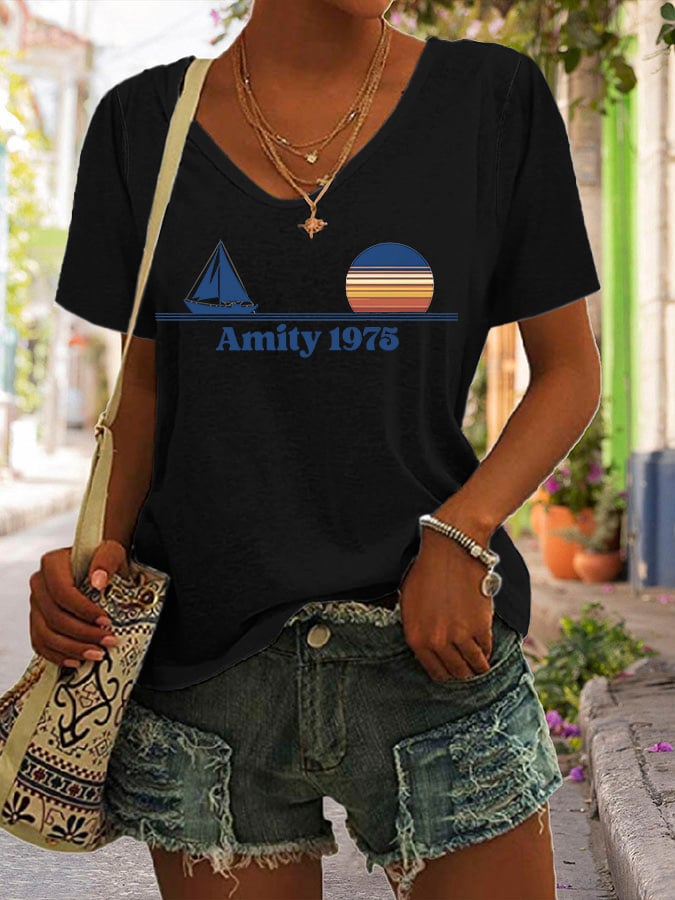Women's Amity Island 1975 Print T-Shirt