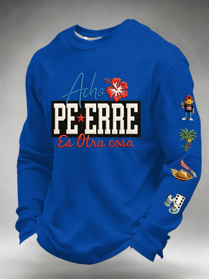 Men's Puerto Rico Print Waffle-Knit Long-Sleeve T-Shirt