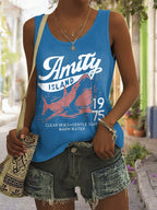 Women's Amity Island 1975 Clear Skies Gentle Surf Warm Water Printed Vest
