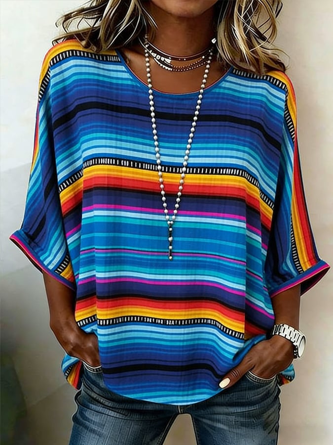 Women's Cinco de Mayo Print Loose-Fit Casual Batwing Top