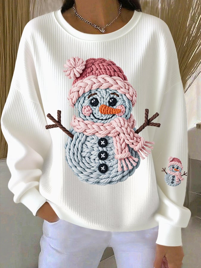 Women's Christmas Snowman Print Casual Sweatshirt