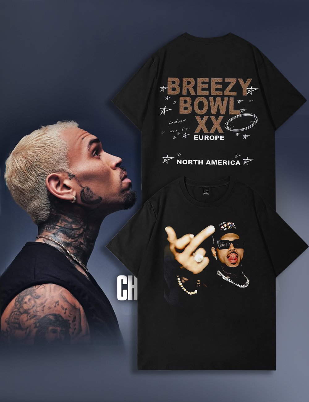 Breezy Bowl XX Middle Finger Provocation Print T-Shirt