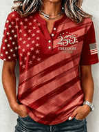 Women'S Casual Independence Day Print Top