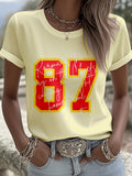TT 87 Rugby Casual Women's V-Neck Print T-Shirt