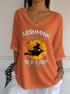 Women's Assuming I'm Just An Old Lady Was Your First Mistake Halloween Print T-Shirt
