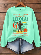 Puerto Rico Color Leisure Printed Long Sleeve Casual Top