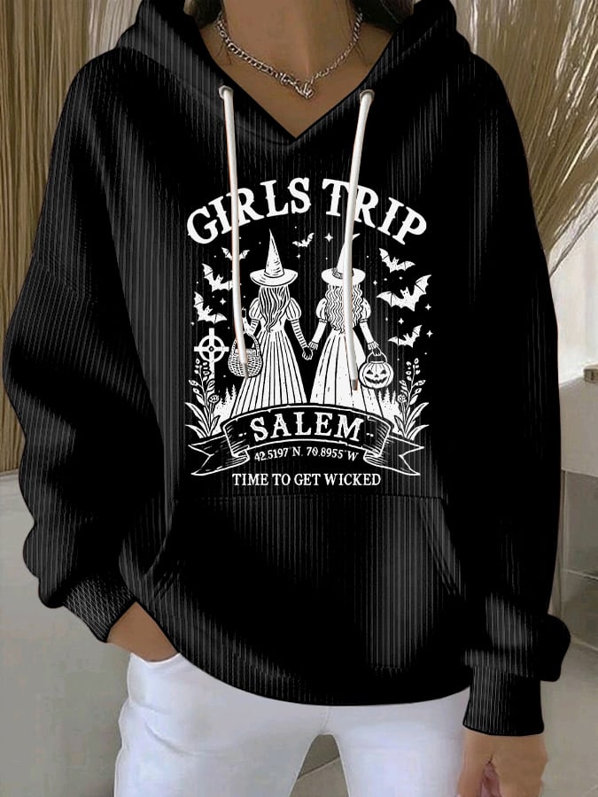Women's Girls Trip Salem Witch Print Casual Sweatshirt