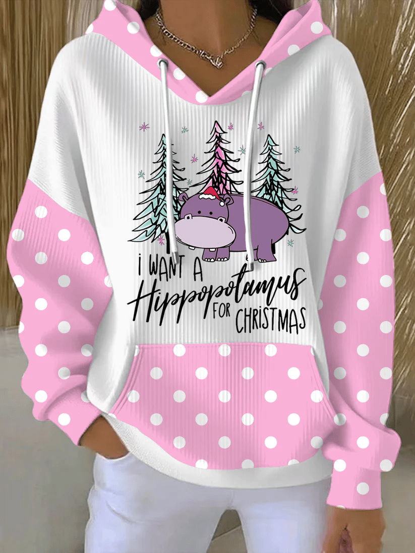 Women's I Want A Hippopotamus For Christmas Print Casual Sweatshirt
