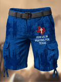 Man's Join Us In Praying For Texas Print Cargo Shorts