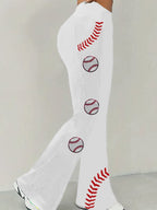 Women's Baseball Print Comfortable Flared Pants