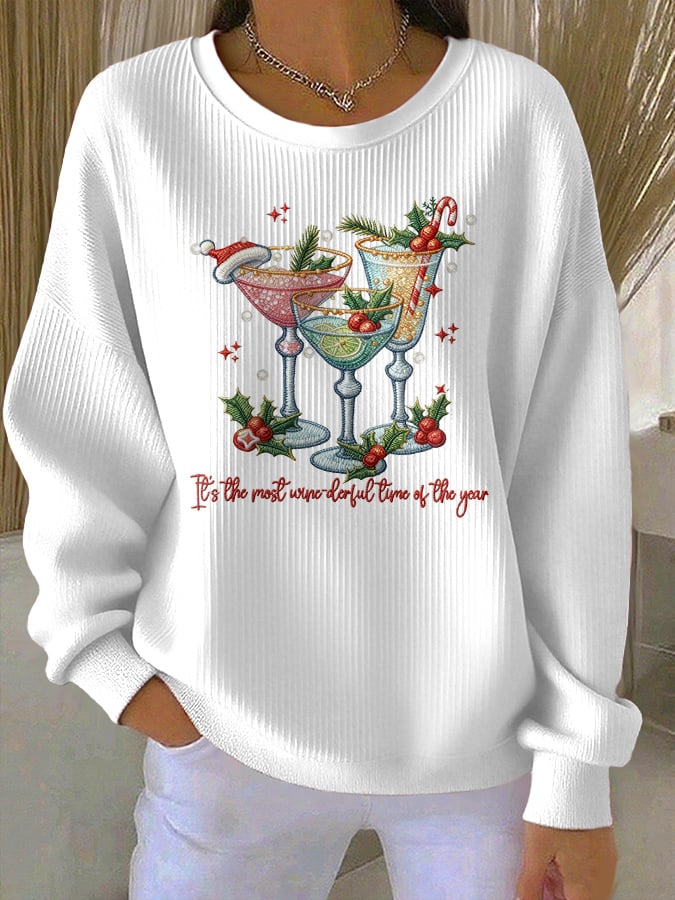 Women's casual IT'S THE MOST WINE-DERFUL TIME OF THE YEAR sweatshirt