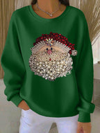 Women's Retro Christmas Print Round Neck Sweatshirt