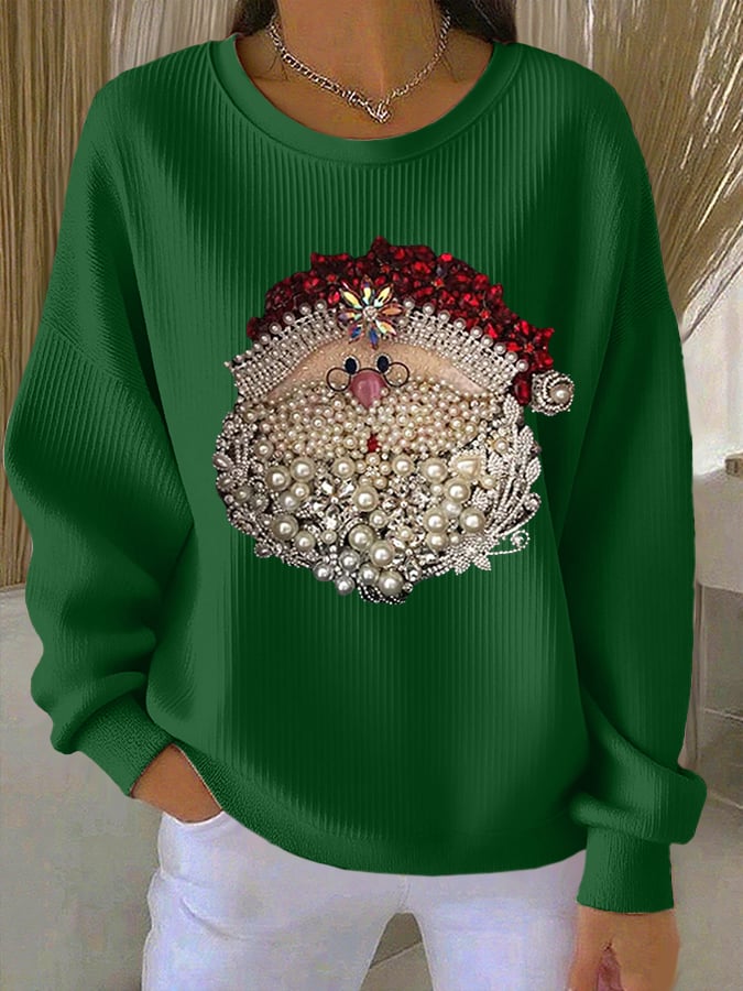 Women's Retro Christmas Print Round Neck Sweatshirt