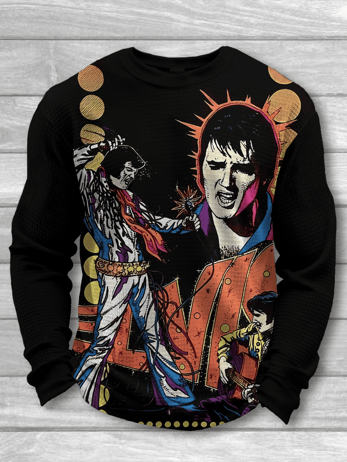 Men's Rock Roll casual round-neck printed sweatshirt
