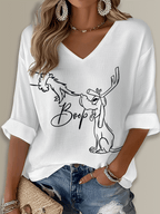 Merry Christmas Boop Printed Long Sleeve Top