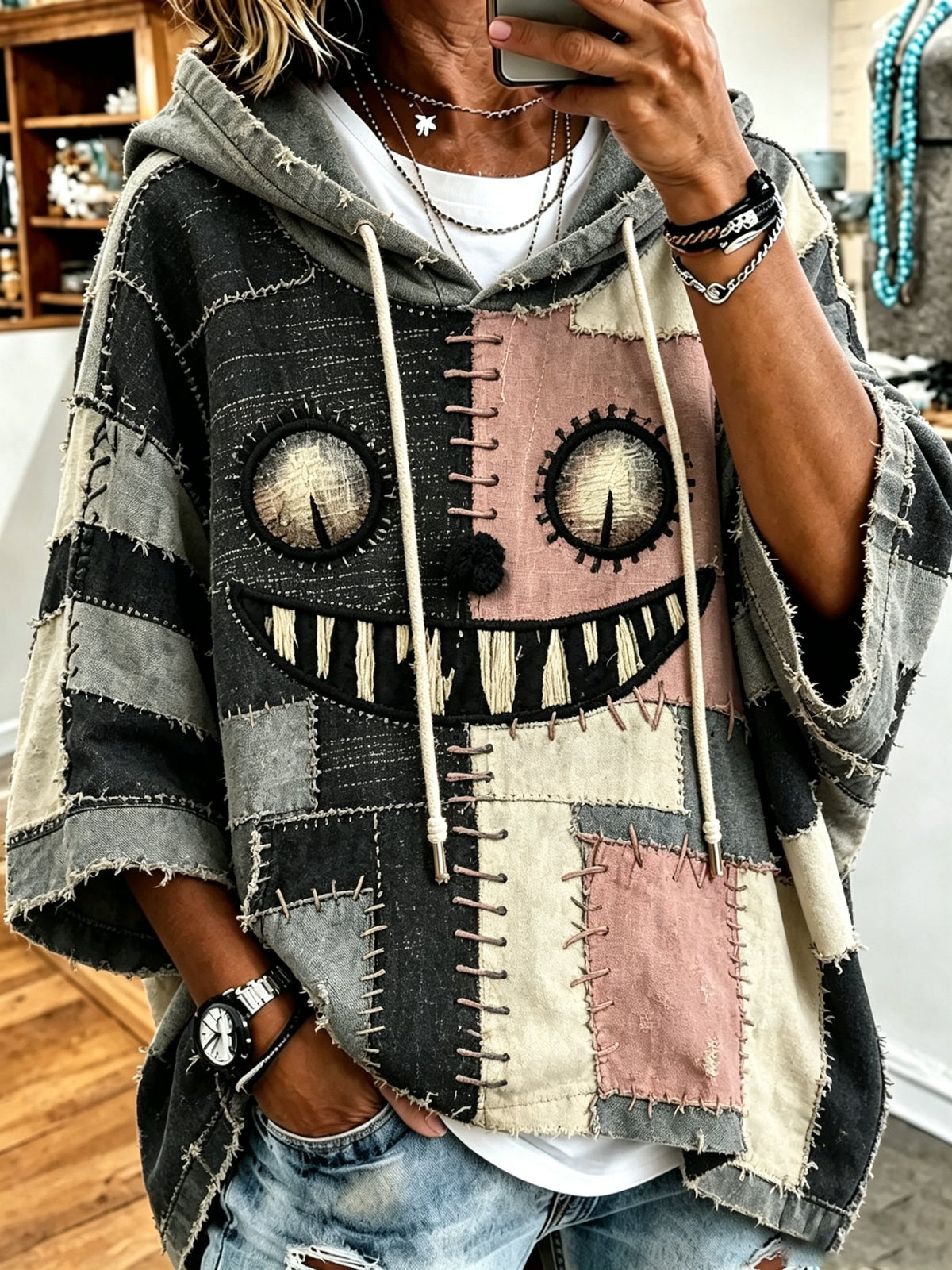 Women's Halloween Monsters Printing Top