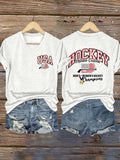 Women's Ice Hockey Print Casual T-Shirt
